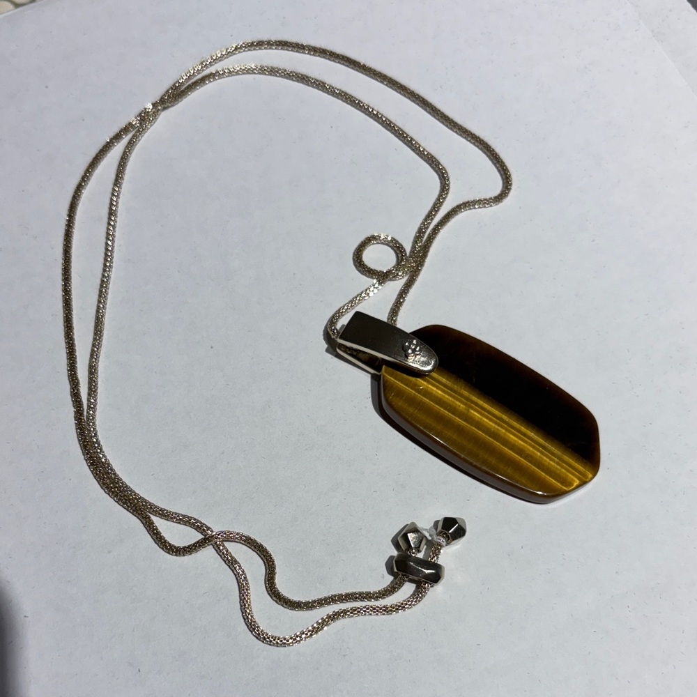 Kendra Scott Adjustable Necklace Tigers Eye, Gold